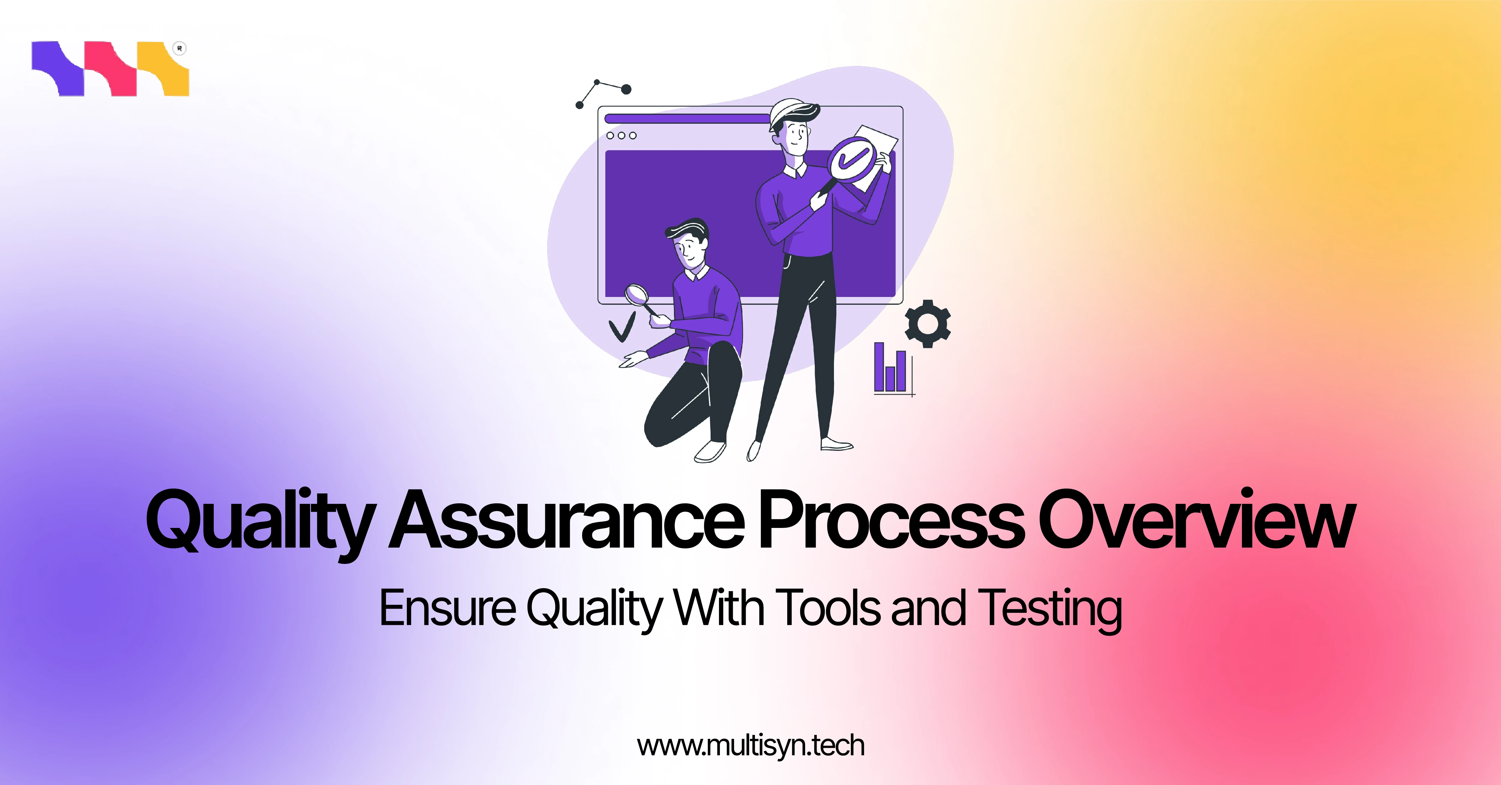 Illustration showing the Quality Assurance Team, including their collaboration, and top services to ensure product quality and reliability.